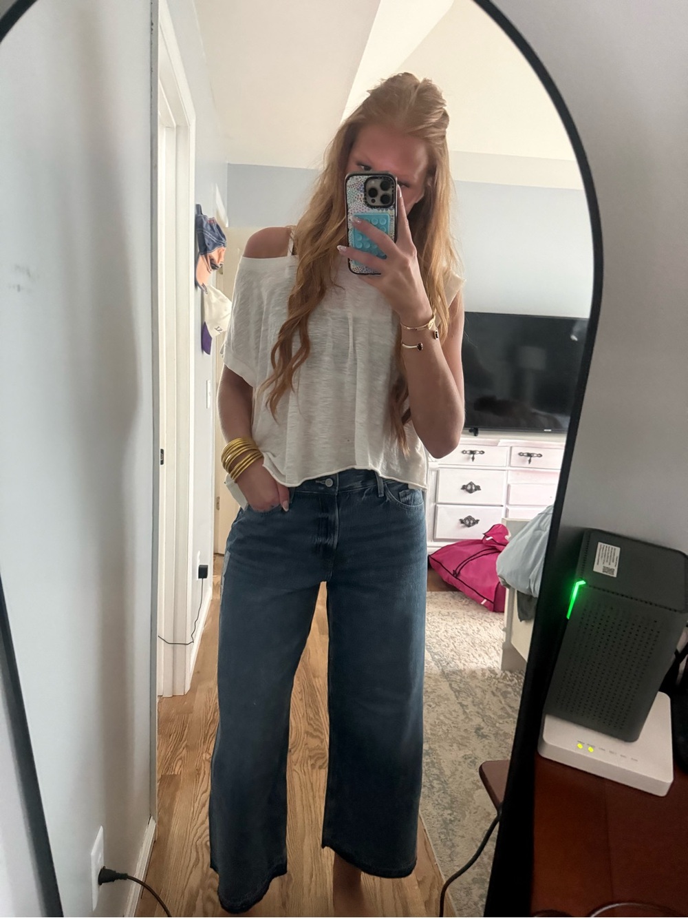 Maurices Dark Blue Wide-Leg High-Rise Jeans